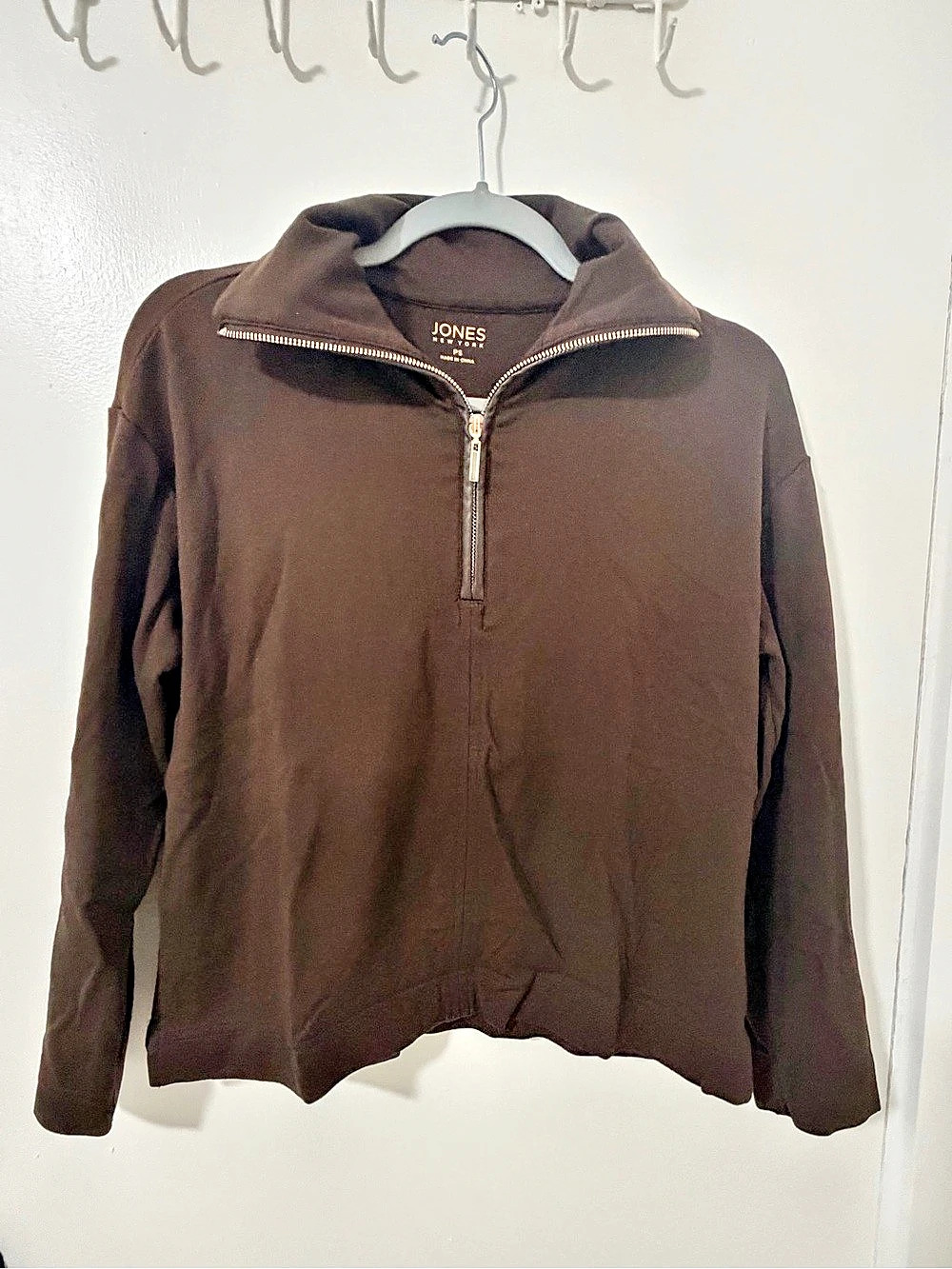 Jones New York Brown Quarter-Zip Jacket Like New